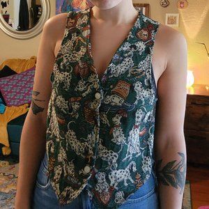 Vintage Tapestry Dalmatian Vest Mirrors Brand - Childs Large or Women Small